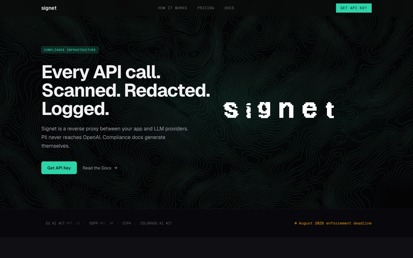 Signet — AI compliance proxy landing page